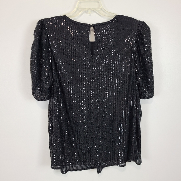 Torrid Size 1 1X Black Sequin Ruched Short Sleeve Top NWT - Picture 8 of 11